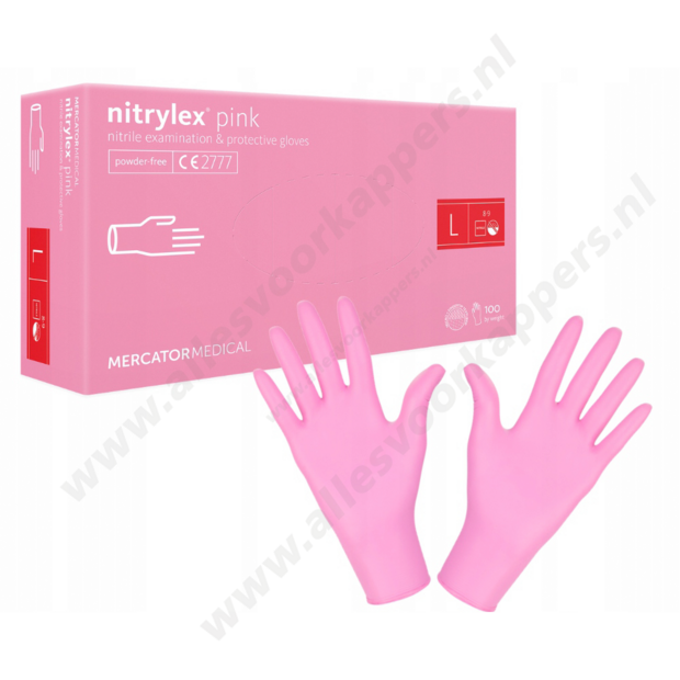Nitril handschoenen L pink
