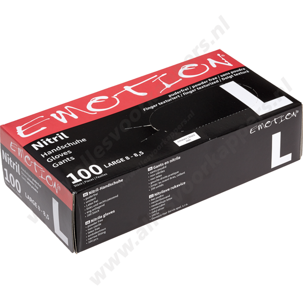 Nitril handschoenen zwart poedervrij 100 stuks maat L