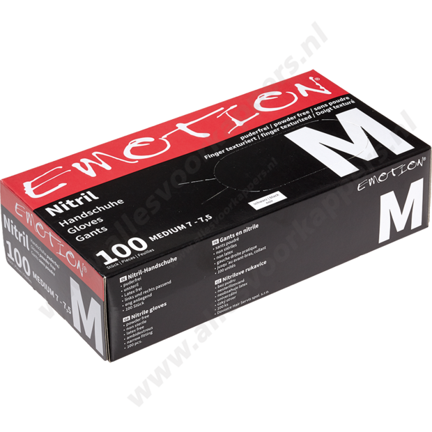 Nitril handschoenen zwart poedervrij 100 stuks maat M